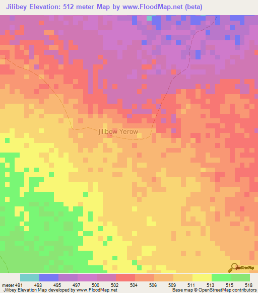 Jilibey,Somalia Elevation Map