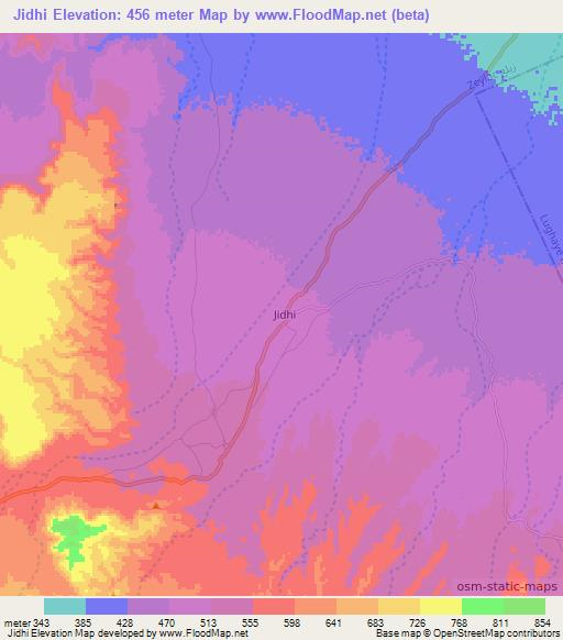 Jidhi,Somalia Elevation Map
