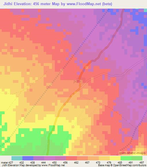 Jidhi,Somalia Elevation Map