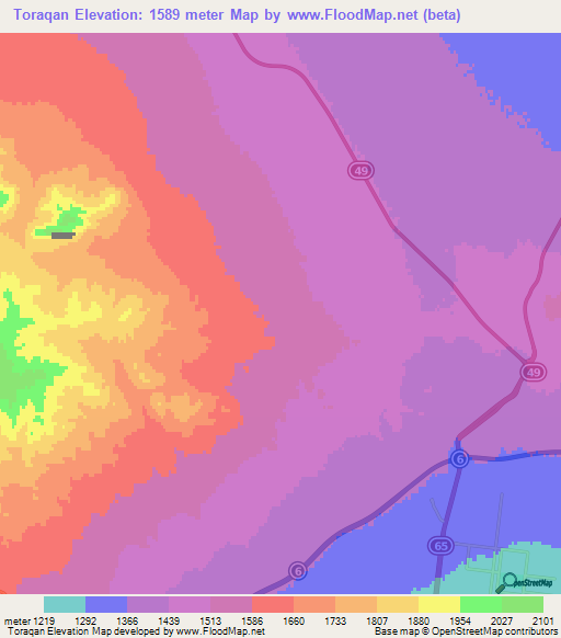 Toraqan,Iran Elevation Map