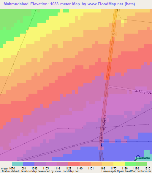 Mahmudabad,Iran Elevation Map
