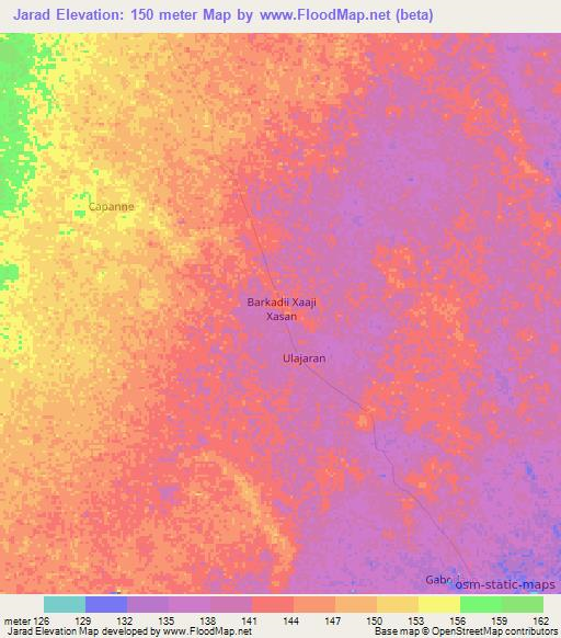 Jarad,Somalia Elevation Map