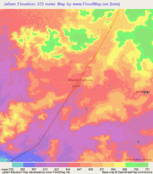 Jallam,Somalia Elevation Map