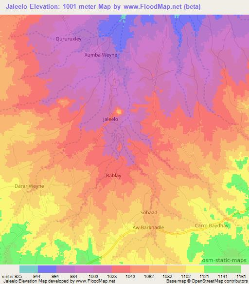 Jaleelo,Somalia Elevation Map