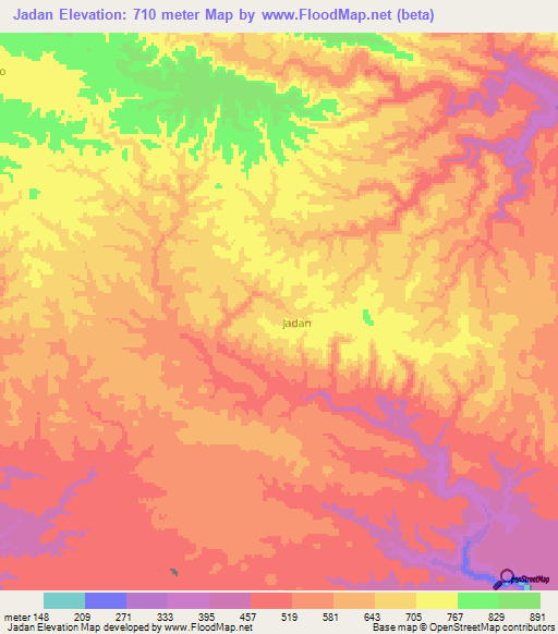 Jadan,Somalia Elevation Map