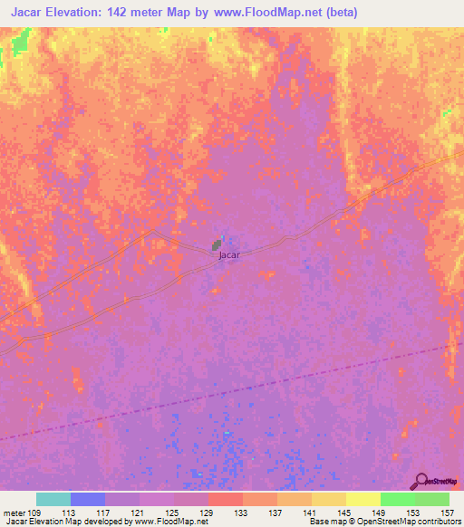Jacar,Somalia Elevation Map