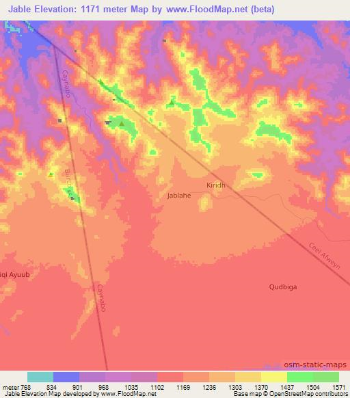 Jable,Somalia Elevation Map