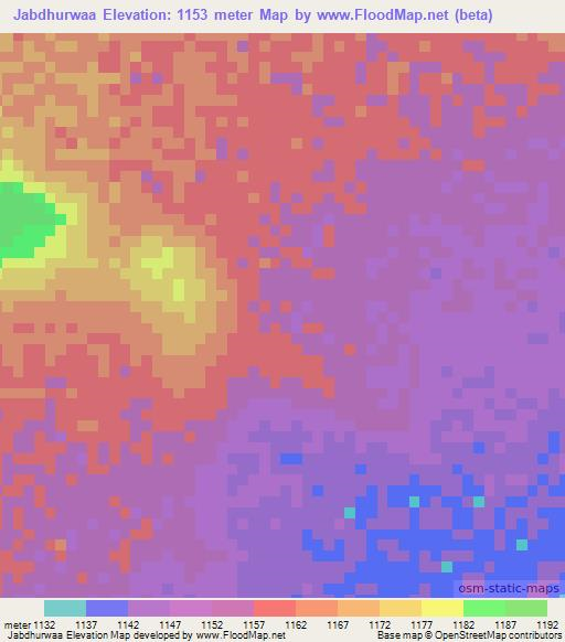 Jabdhurwaa,Somalia Elevation Map