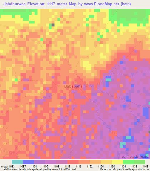 Jabdhurwaa,Somalia Elevation Map