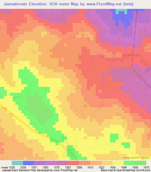 Jaaraahorato,Somalia Elevation Map