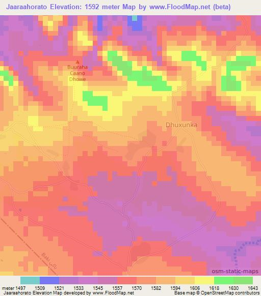 Jaaraahorato,Somalia Elevation Map