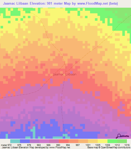 Jaamac Liibaan,Somalia Elevation Map