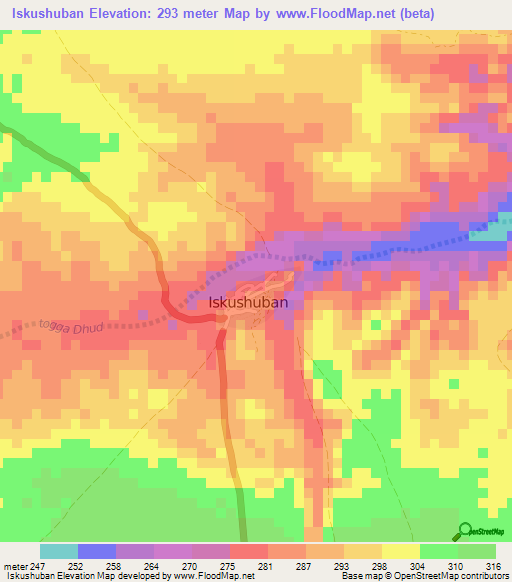 Iskushuban,Somalia Elevation Map