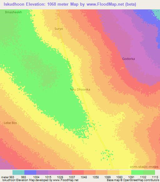 Iskudhoon,Somalia Elevation Map