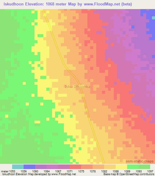Iskudhoon,Somalia Elevation Map