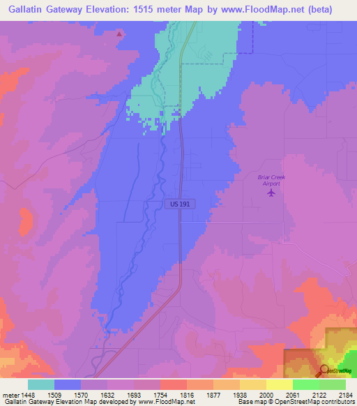 Elevation of Gallatin Gateway,US Elevation Map, Topography, Contour