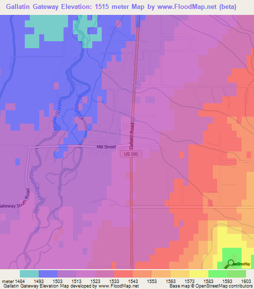 Gallatin Gateway,US Elevation Map