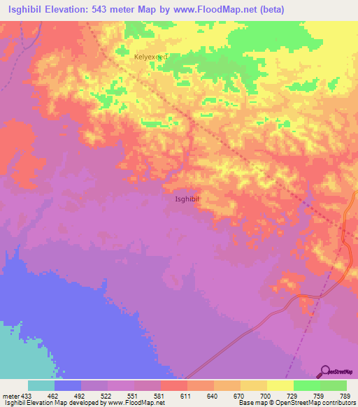 Isghibil,Somalia Elevation Map