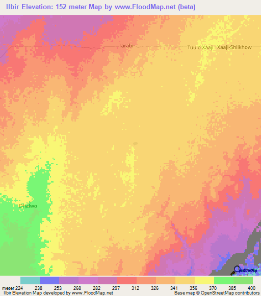Ilbir,Somalia Elevation Map