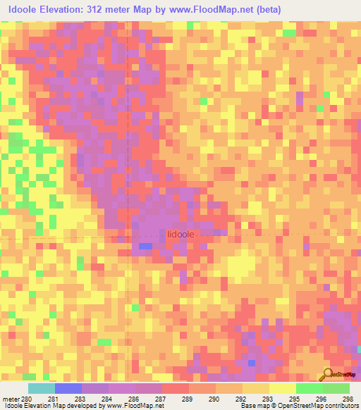 Idoole,Somalia Elevation Map