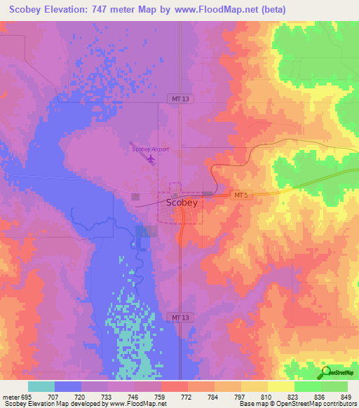 Elevation of Scobey,US Elevation Map, Topography, Contour
