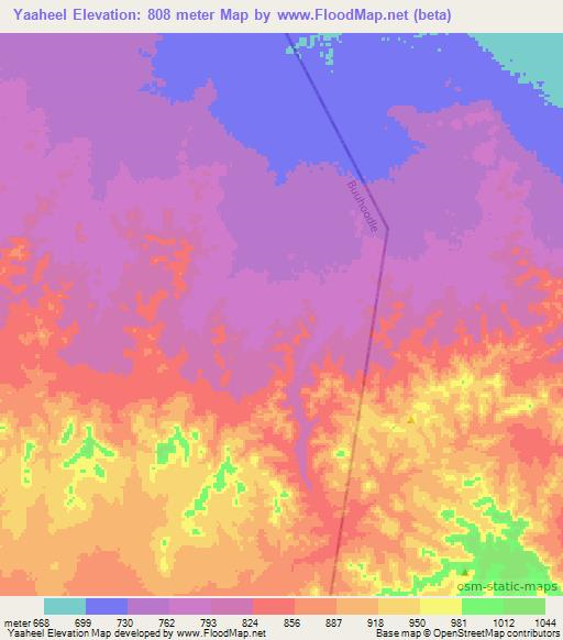 Yaaheel,Somalia Elevation Map