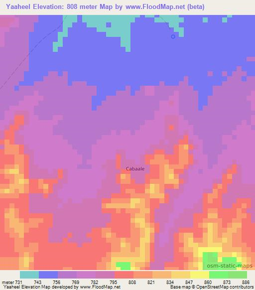 Yaaheel,Somalia Elevation Map
