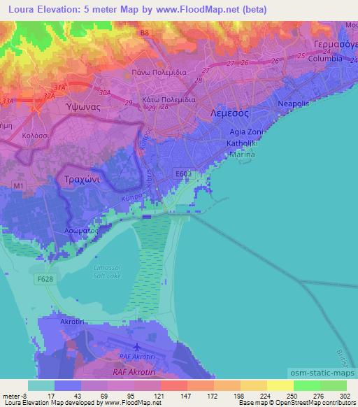 Loura,Cyprus Elevation Map