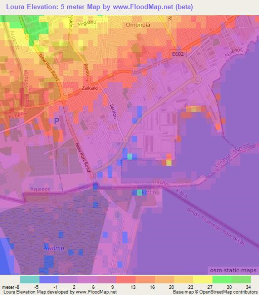 Loura,Cyprus Elevation Map