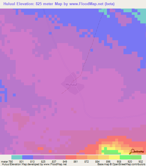 Huluul,Somalia Elevation Map