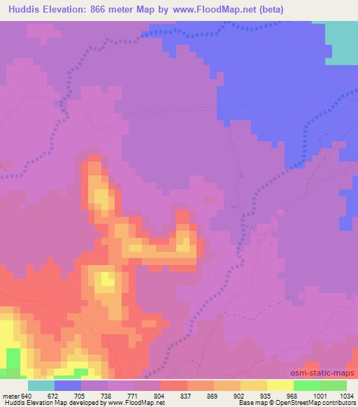 Huddis,Somalia Elevation Map