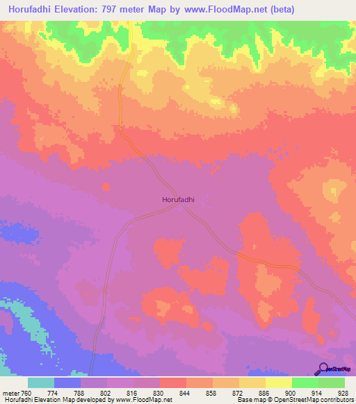 Horufadhi,Somalia Elevation Map