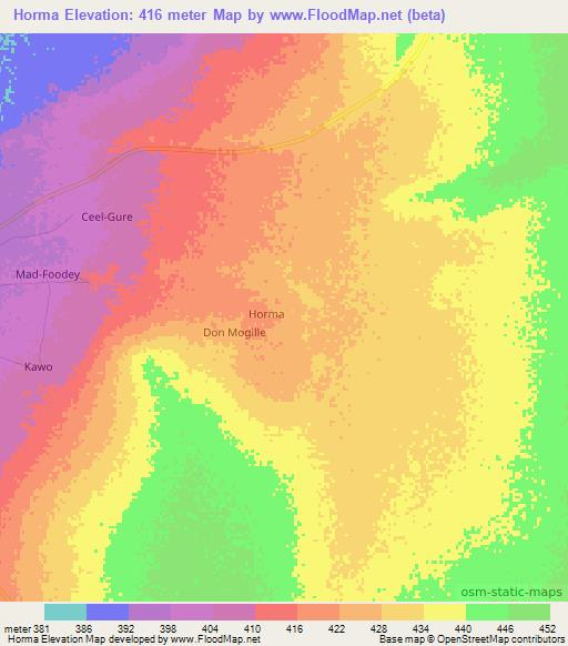 Horma,Somalia Elevation Map