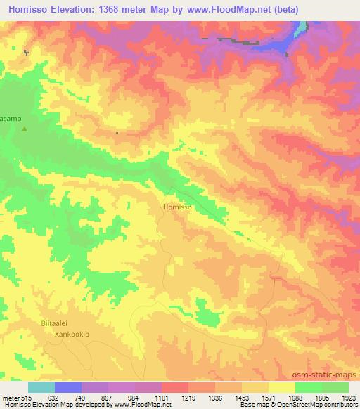 Homisso,Somalia Elevation Map