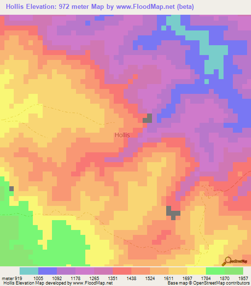 Hollis,Somalia Elevation Map