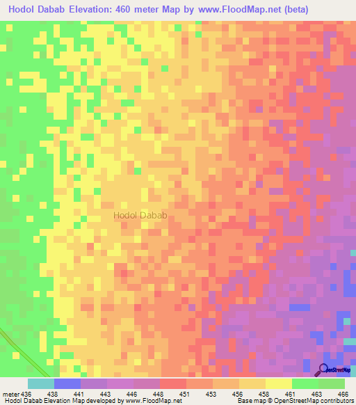 Hodol Dabab,Somalia Elevation Map