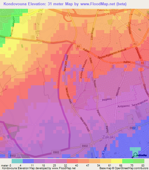 Kondovouna,Cyprus Elevation Map