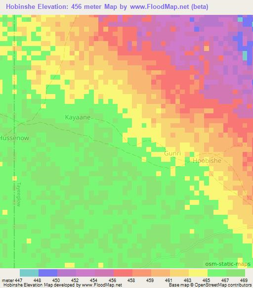 Hobinshe,Somalia Elevation Map