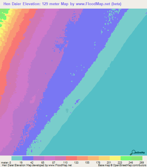 Hen Daier,Somalia Elevation Map