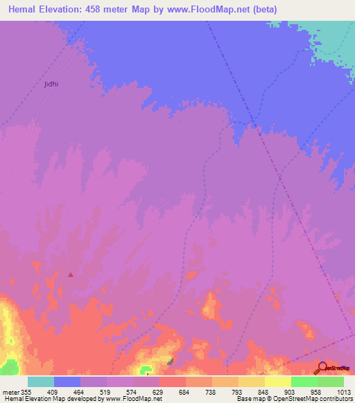 Hemal,Somalia Elevation Map