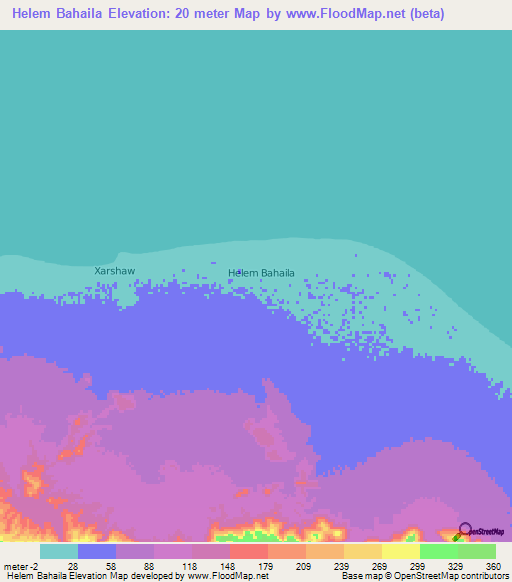 Helem Bahaila,Somalia Elevation Map