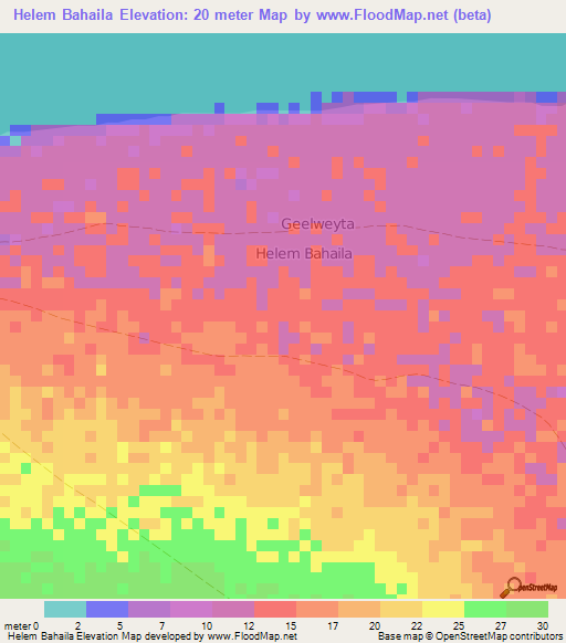 Helem Bahaila,Somalia Elevation Map