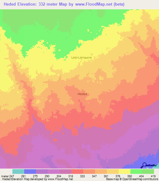 Heded,Somalia Elevation Map