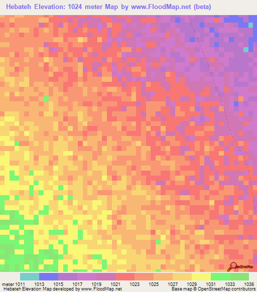 Hebateh,Somalia Elevation Map