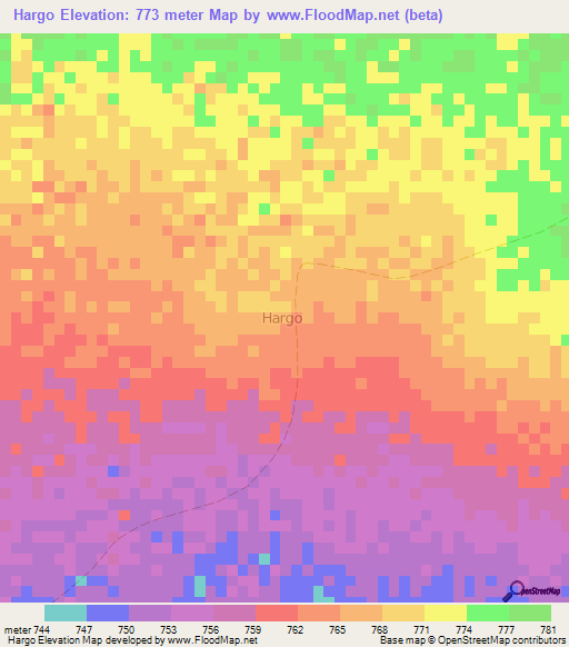 Hargo,Somalia Elevation Map
