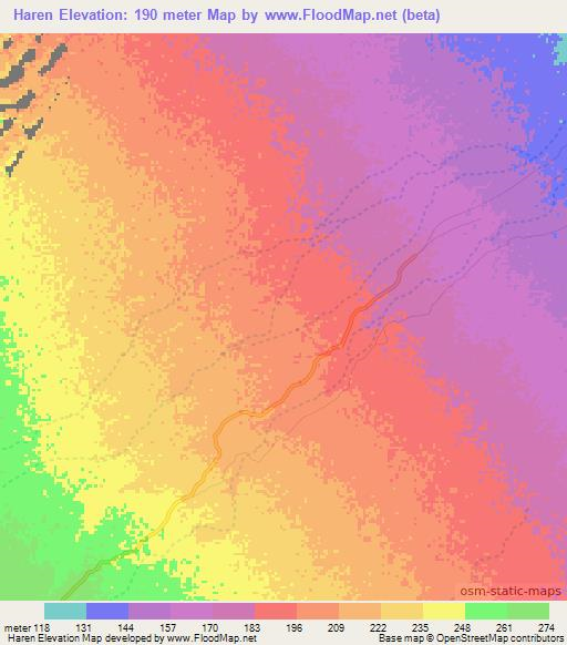 Haren,Somalia Elevation Map