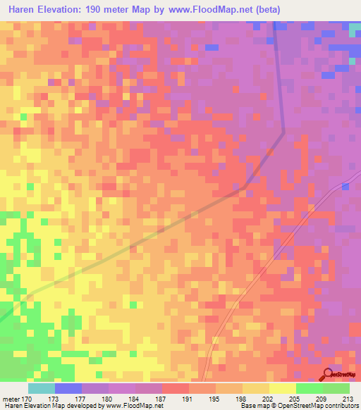 Haren,Somalia Elevation Map