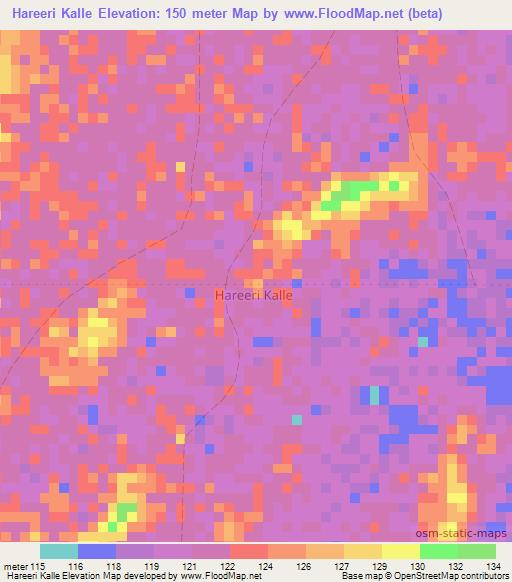 Hareeri Kalle,Somalia Elevation Map