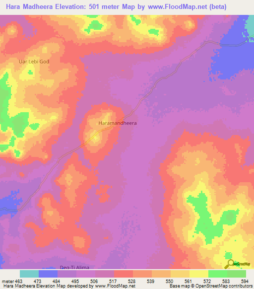 Hara Madheera,Somalia Elevation Map