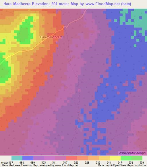 Hara Madheera,Somalia Elevation Map